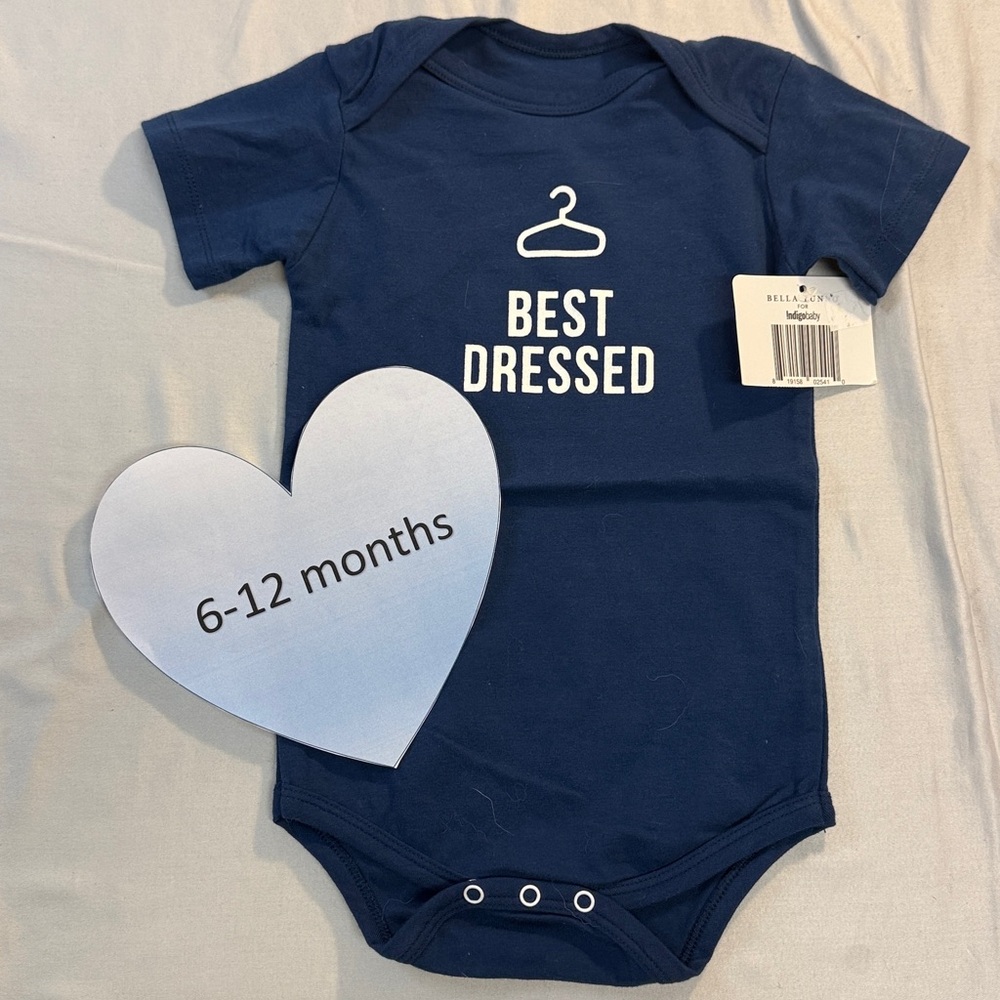 Bella Tunno - NWT - Blue short sleeve Onesie.  Size 6-12 months